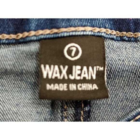 Wax Skinny Jeans Butt I Love You Womens Size 7 Distressed Cuffed Hems Denim - Picture 3 of 4